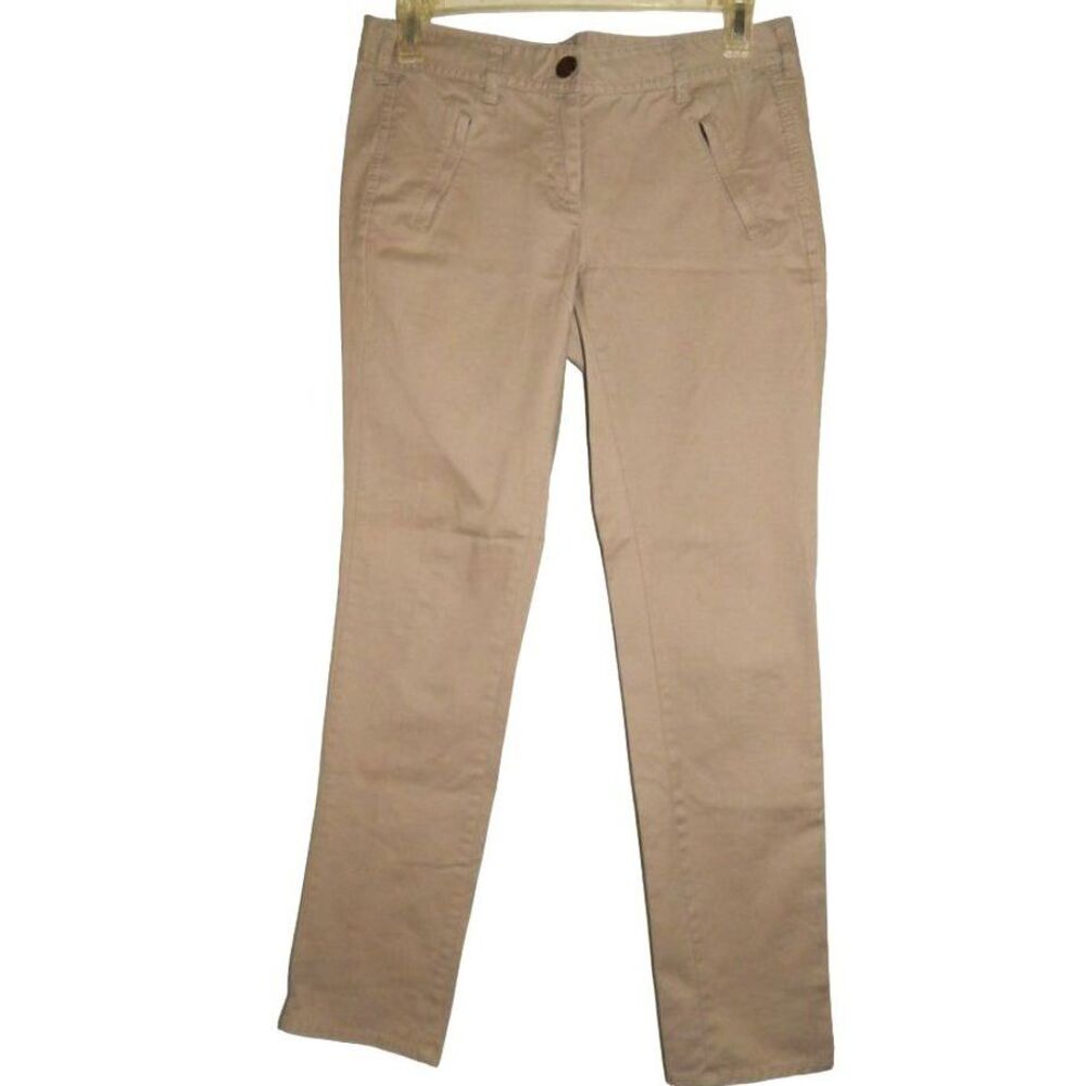 ANN TAYLOR LOFT women's 2P modern slim mid-rise solid tan straight leg pants